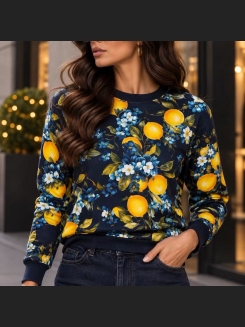 Granatowa bluza z motywem cytryn